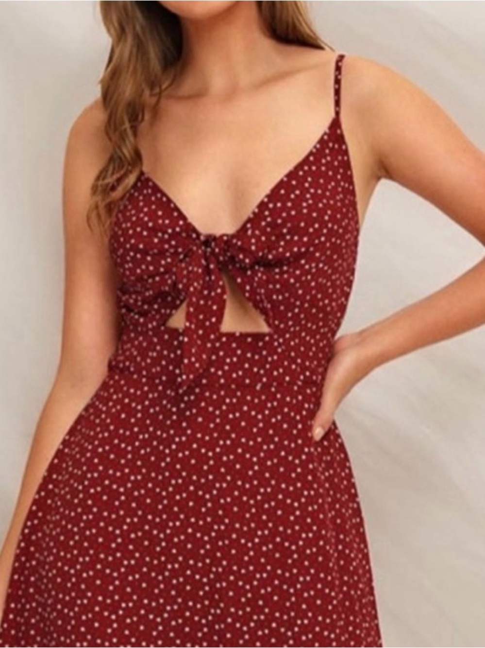 Cupshe Red Heart Polka Dot Dress - Size Large